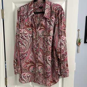 Talbots Colorful Paisley Button-Up Blouse